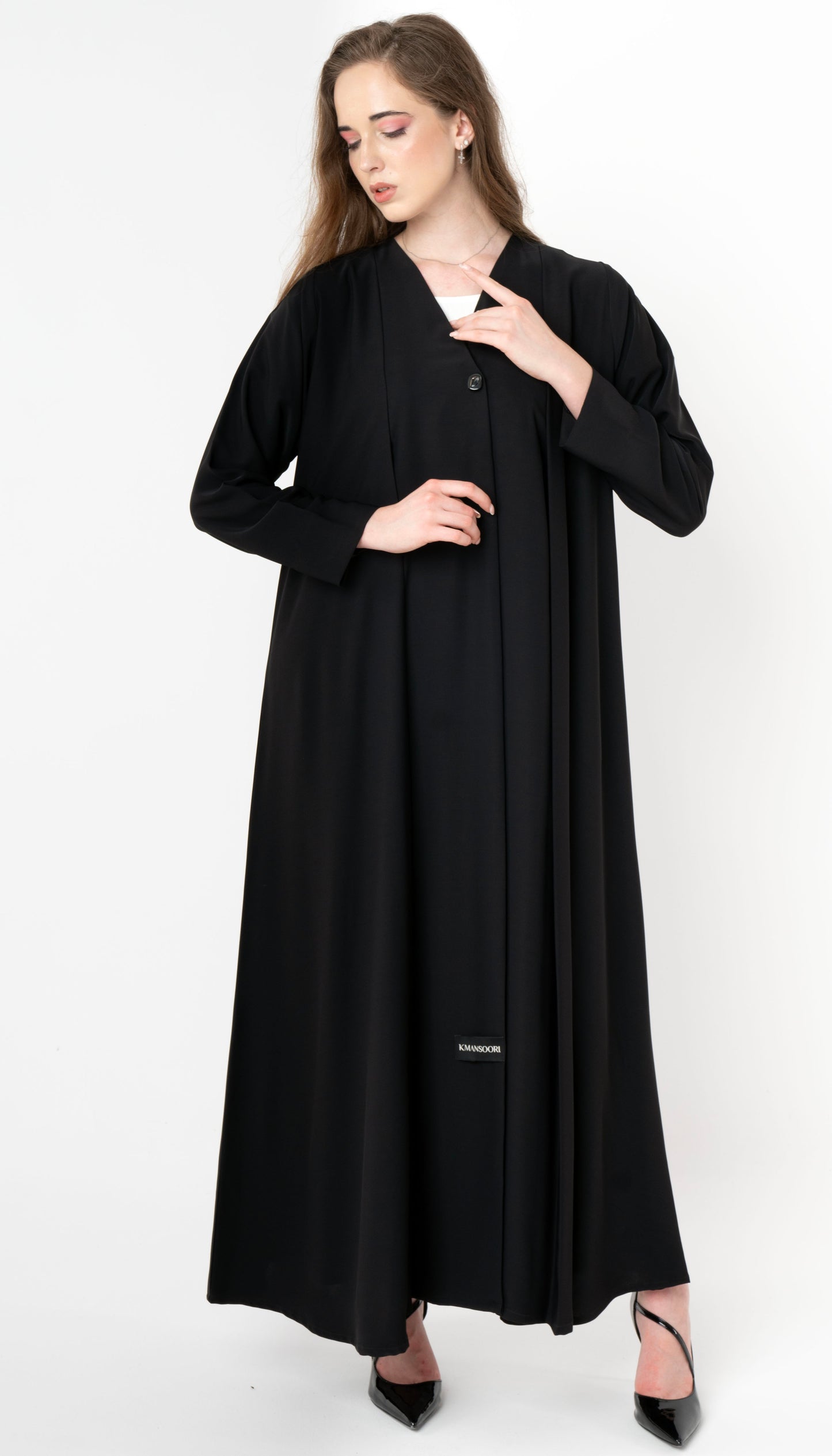 Front Folded Buttoned Overlap Abaya