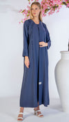 Soft Fabric Abaya With Elegant Curve Line Pattern Bead Work On Front