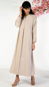 Soft Fabric Abaya With Elegant Curve Line Pattern Bead Work On Front