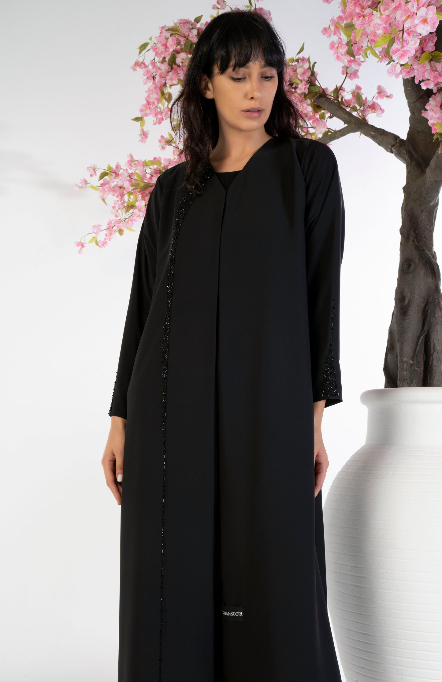 Black abaya with beadwork on sale online in Dubai