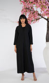 Bisht abaya with floral embroidery on sides
