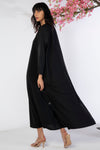 Bisht Abaya With Floral Embroidery On Sides