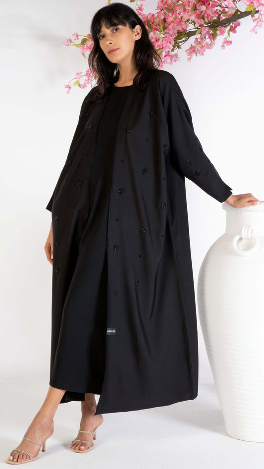 Bisht abaya with motif bead work