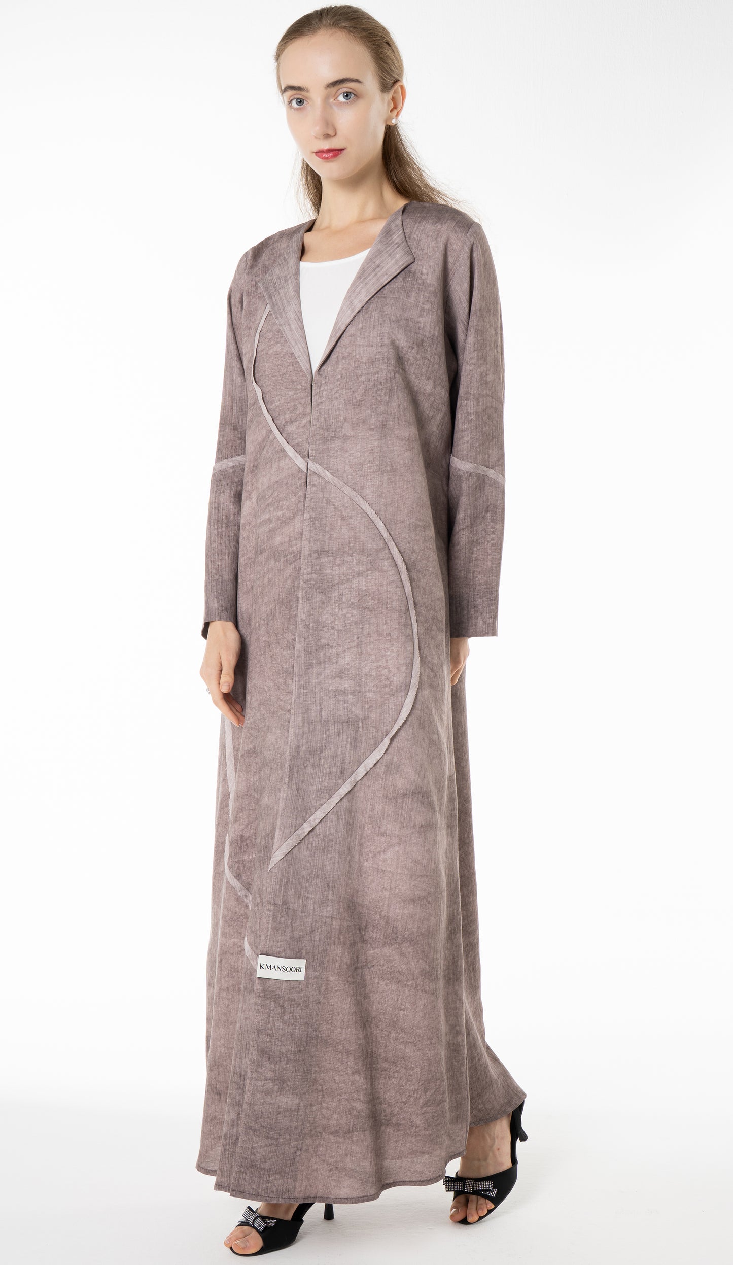 Soft Simple Collar Abaya With Contrast Fabric Detailing