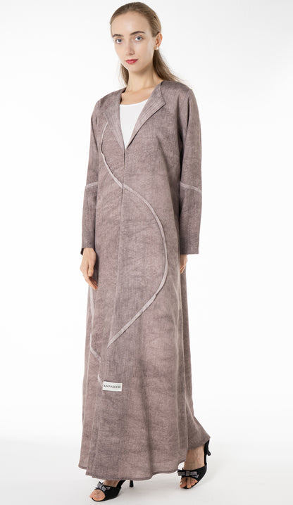 Soft Simple Collar Abaya With Contrast Fabric Detailing