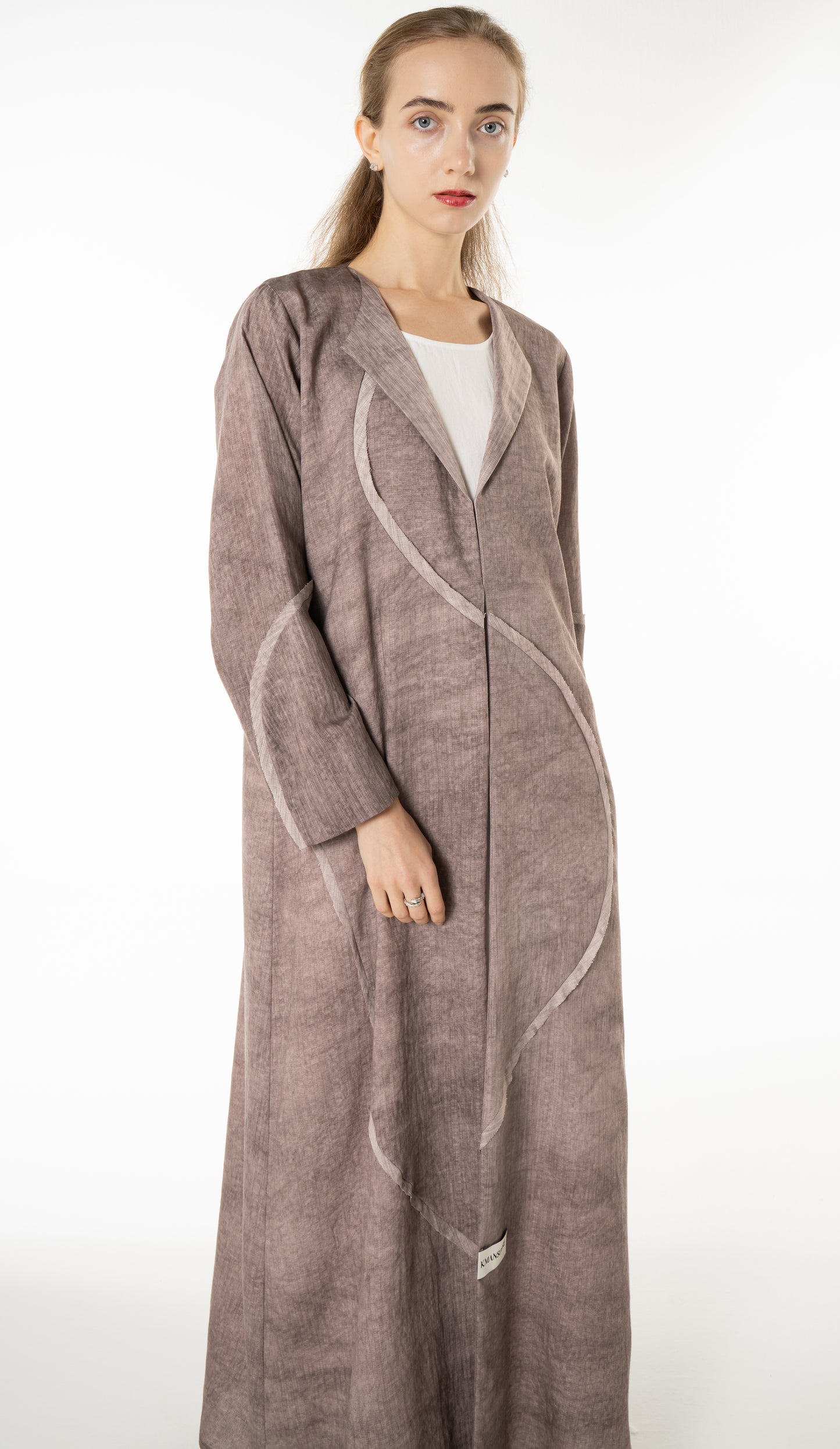 Soft Simple Collar Abaya With Contrast Fabric Detailing