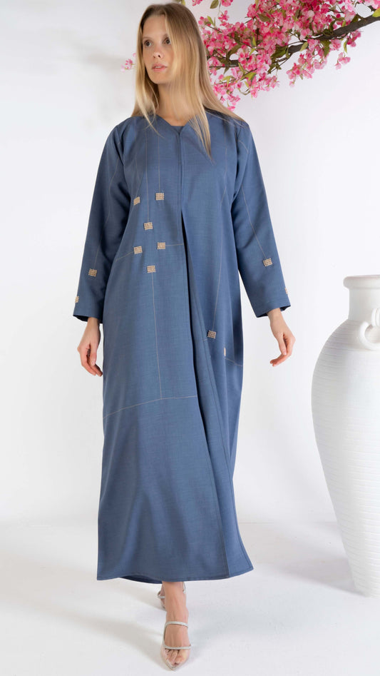 Geometrical design abaya with beadwork detail