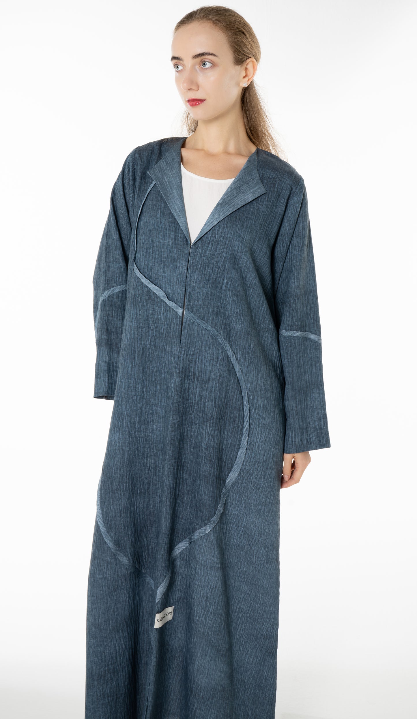 Soft Simple Collar Abaya With Contrast Fabric Detailing