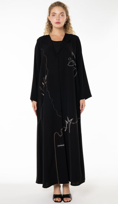 Black Abaya With Embroidery Detailing