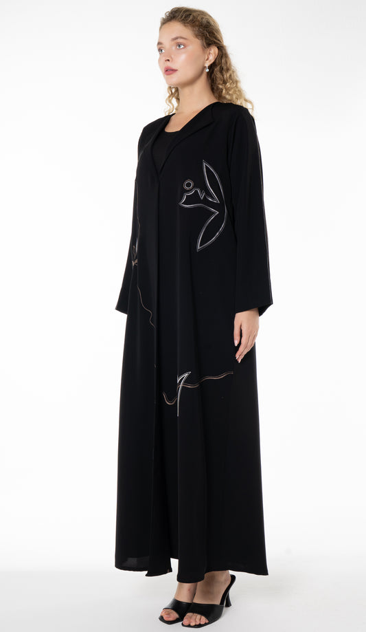 Black Abaya With Embroidery Detailing