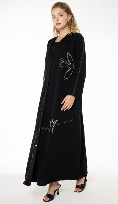 Black Abaya With Embroidery Detailing