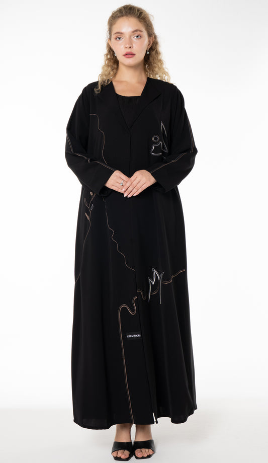 Black Abaya With Embroidery Detailing