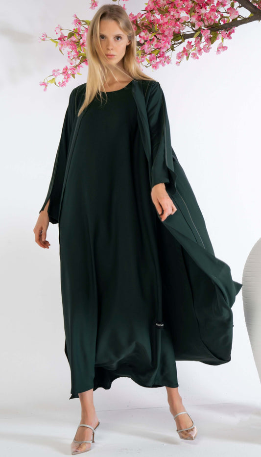Stylised Pattern Abaya With Contrast Color Stitch Line Design