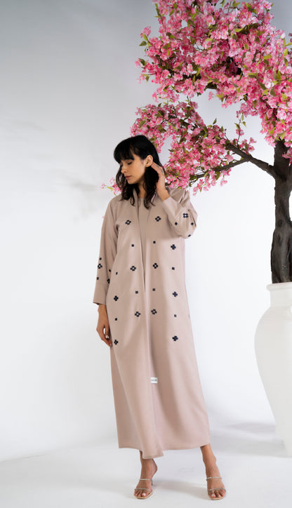 Embrace Your Stylised Box Design Abaya Using Machine Embroidery & Hand Work