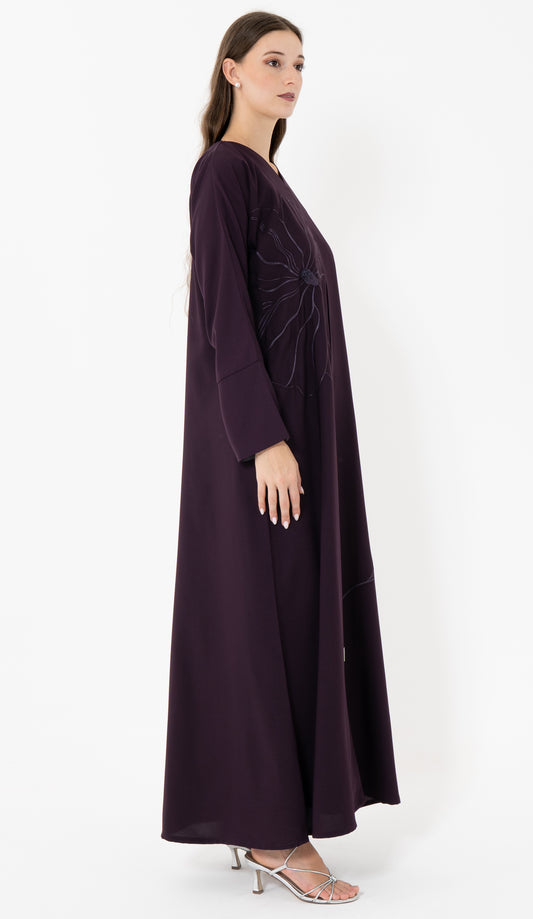 Floral Embroidery With Thread And Bead Embellishment