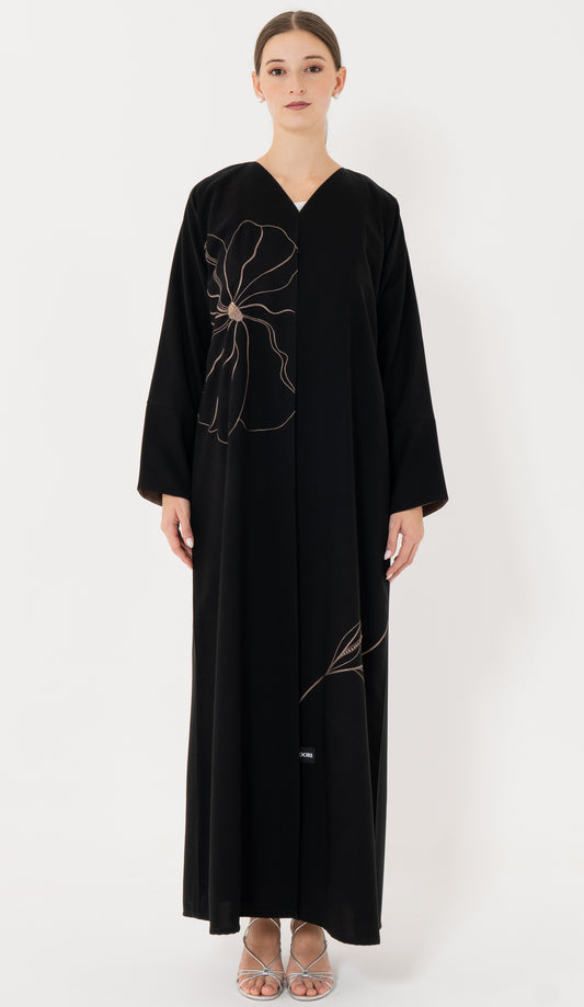 Floral Embroidery With Thread And Bead Embellishment