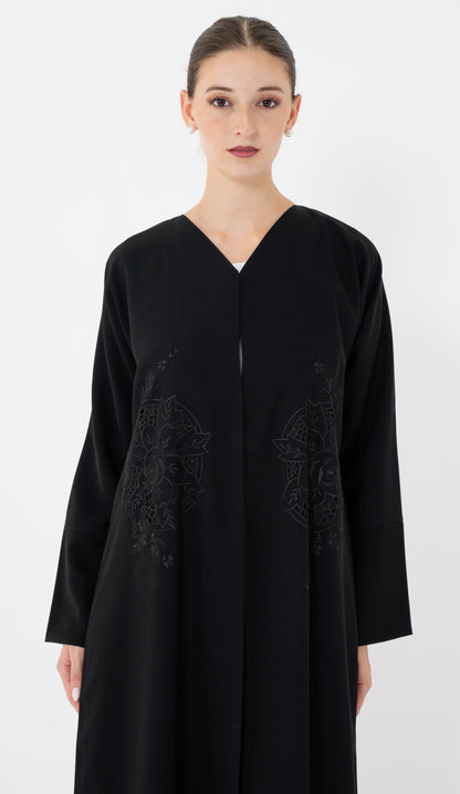 Floral Cut Work Embroidery Abaya