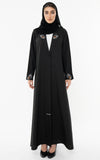 Collar Abaya With Open Sleeves Enrich With Thread Embroidery Detailing