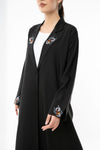 Collar Abaya With Open Sleeves Enrich With Thread Embroidery Detailing