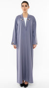 Collar Abaya With Open Sleeves Enrich With Thread Embroidery Detailing