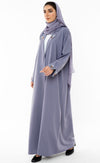 Collar Abaya With Open Sleeves Enrich With Thread Embroidery Detailing