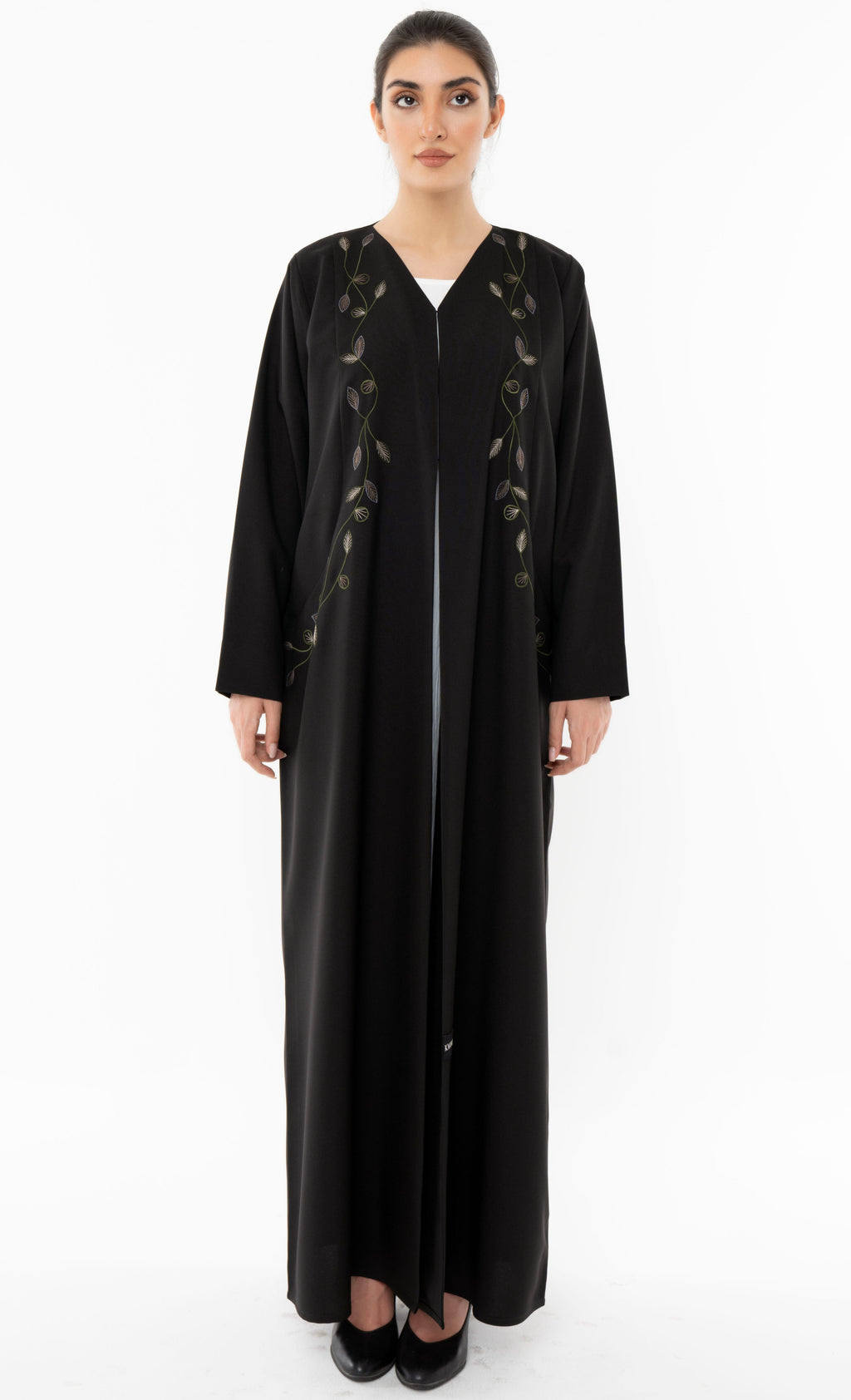 Floral Embroidered Abaya With Pocket Pattern