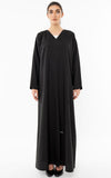 Floral Embroidered Abaya With Simple Bead Embellishments