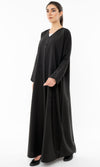 Floral Embroidered Abaya With Simple Bead Embellishments