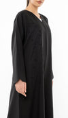 Floral Embroidered Abaya With Simple Bead Embellishments