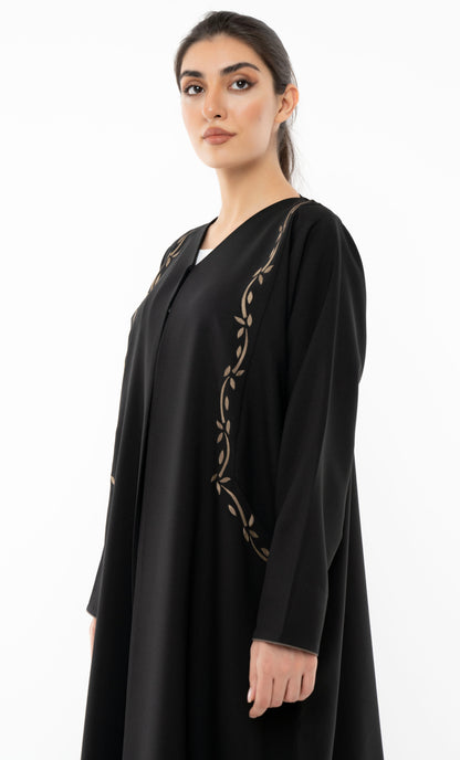 Floral Embroidered Abaya With Pockets