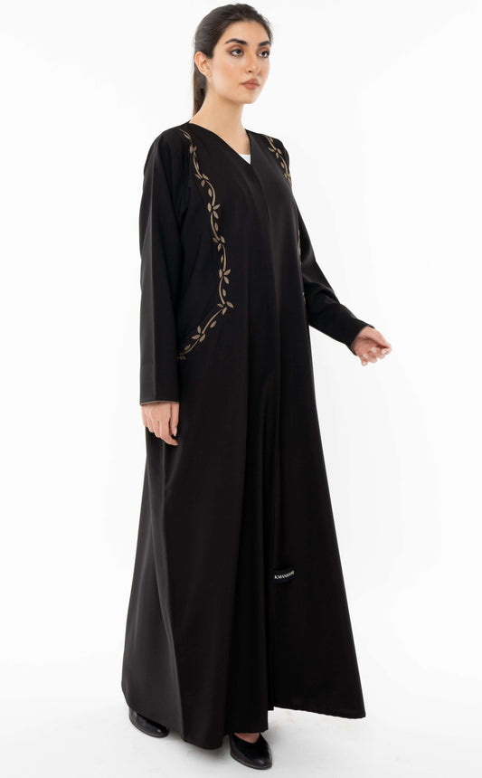 Floral Embroidered Abaya With Pockets