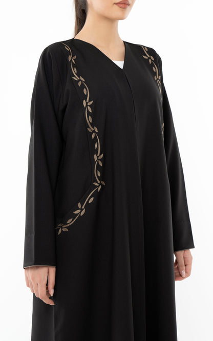 Floral Embroidered Abaya With Pockets