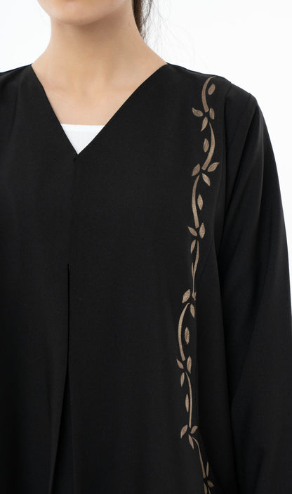 Floral Embroidered Abaya With Pockets