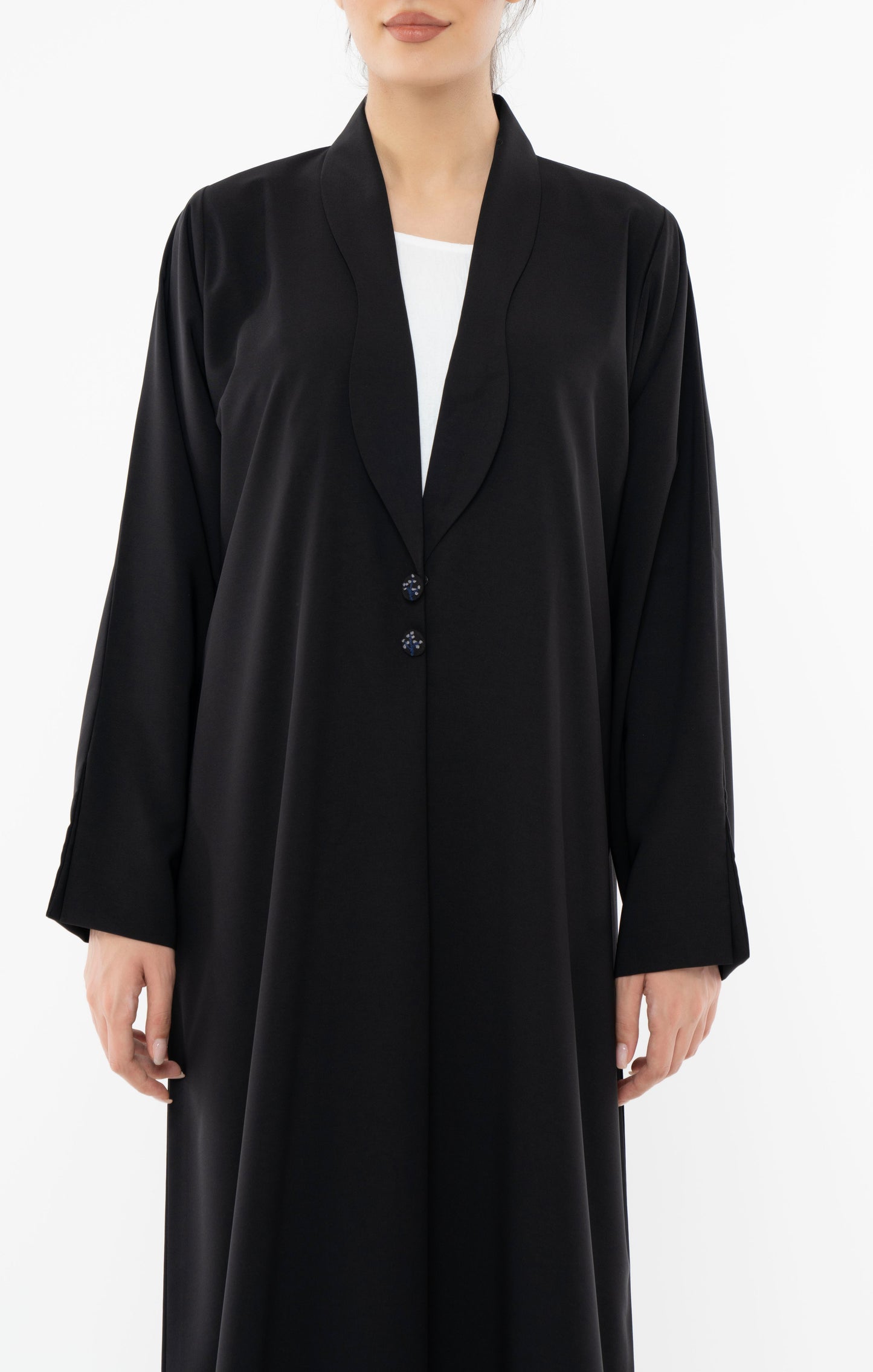 Stylised Collar Design Abaya With Hand Work Button Detailing