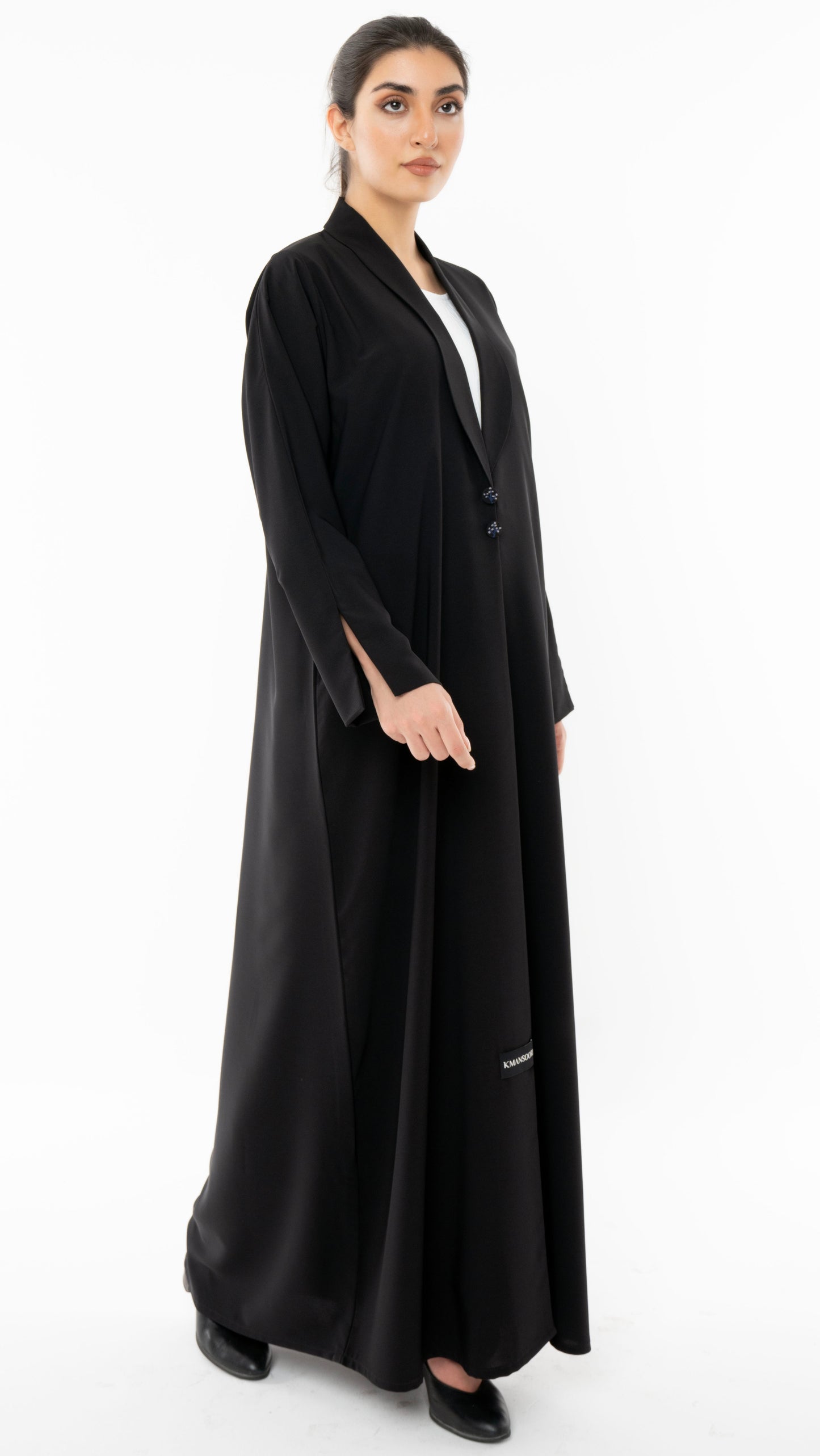 Stylised Collar Design Abaya With Hand Work Button Detailing