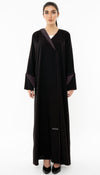 Colorblock Overlap Abaya With One Side Collar And Folded Sleeves