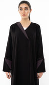 Colorblock Overlap Abaya With One Side Collar And Folded Sleeves