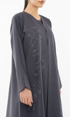 Floral Embroidered Abaya With Simple Bead Embellishments