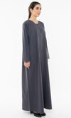 Curve Designed Overlap Abaya With Button Detailing