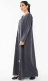 Curve Designed Overlap Abaya With Button Detailing