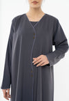 Curve Designed Overlap Abaya With Button Detailing