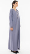 Designed Curve Neck Abaya With Floral Embroidery On Front And Sleeve