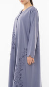 Floral Embroidered Abaya With Simple Bead Embellishments