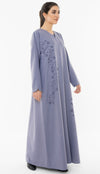 Floral Embroidered Abaya With Simple Bead Embellishments