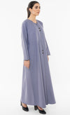 Curve Designed Overlap Abaya With Button Detailing