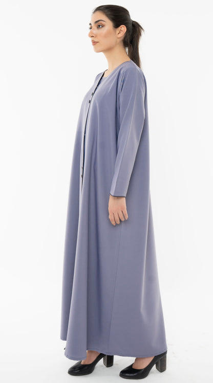 Curve Designed Overlap Abaya With Button Detailing