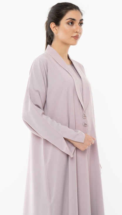 Stylised Collar Design Abaya With Hand Work Button Detailing