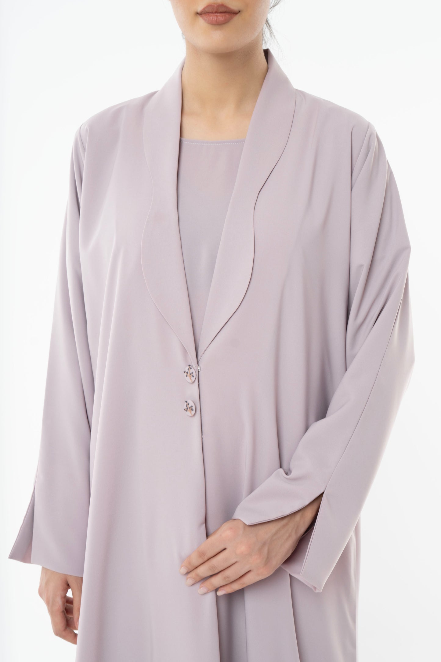 Stylised Collar Design Abaya With Hand Work Button Detailing