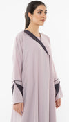 Colorblock Overlap Abaya With One Side Collar And Folded Sleeves