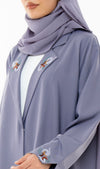 Collar Abaya With Open Sleeves Enrich With Thread Embroidery Detailing